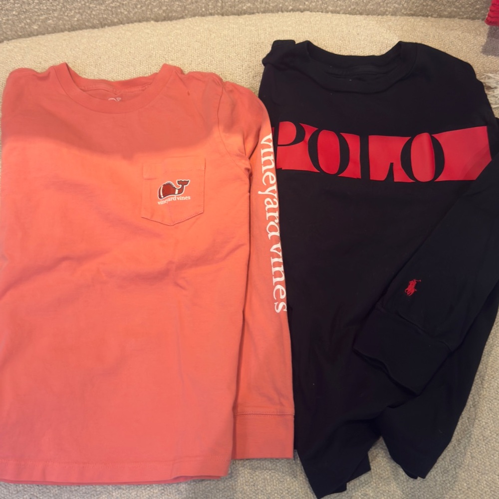 Polo by Ralph Lauren Kids Long Sleeve Shirts - Red and Black